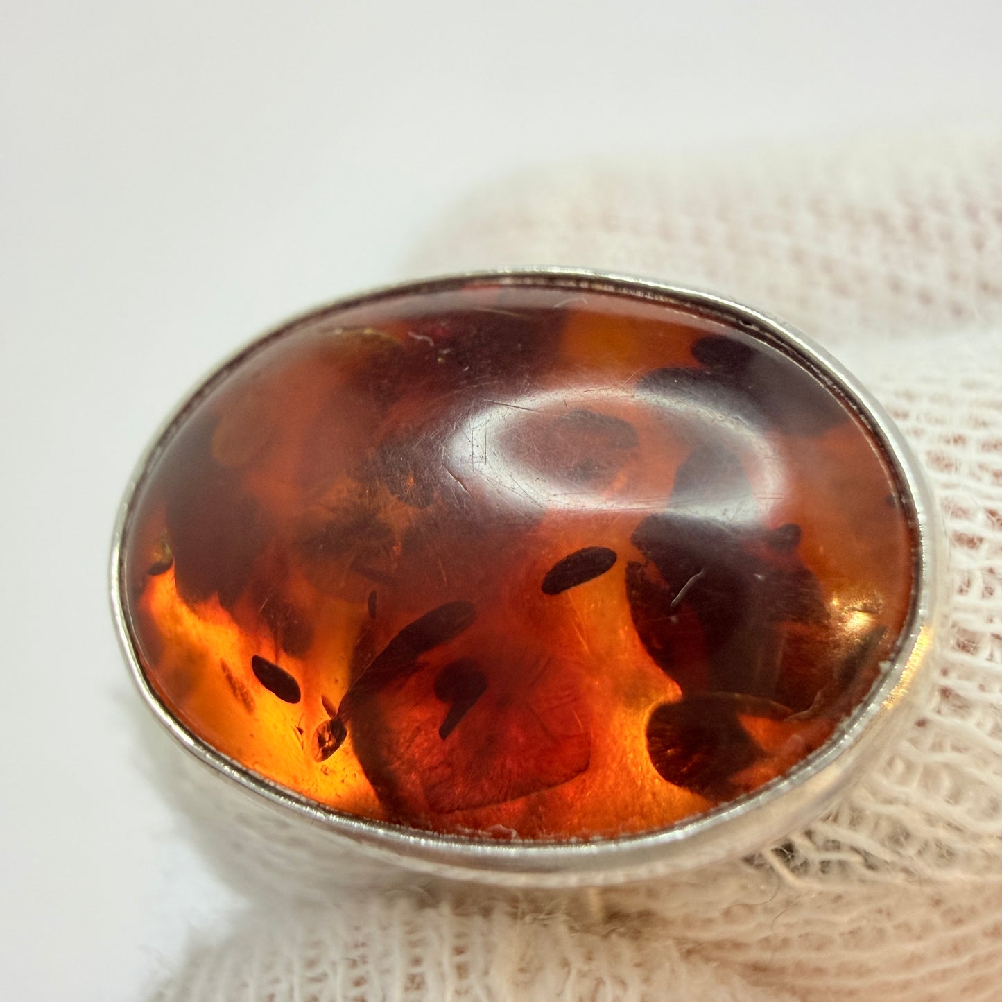 Ostsee-schmuck, Fischland. Vintage Solid Silver Amber Ring.