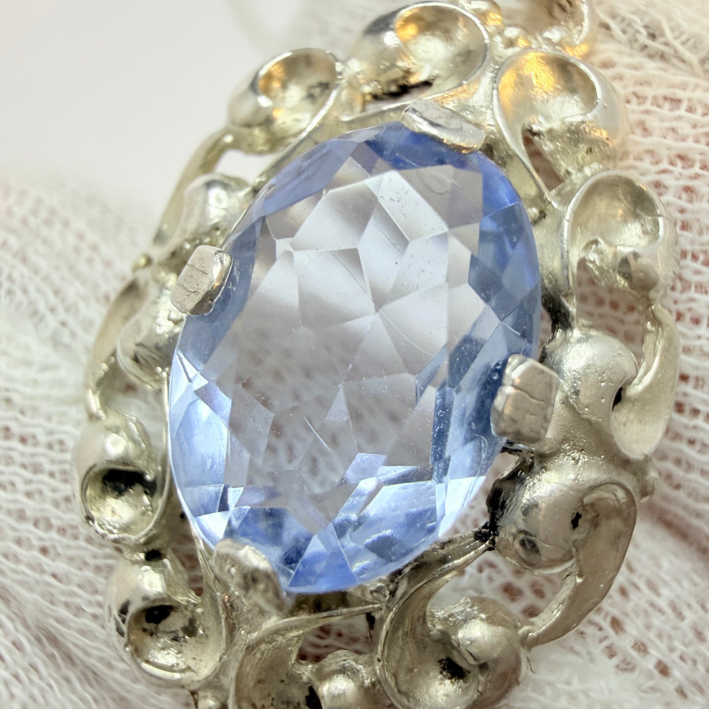 Ivar T Holth, Norway ca 1950. Vintage Solid Silver Synthetic Spinel Pendant Necklace.