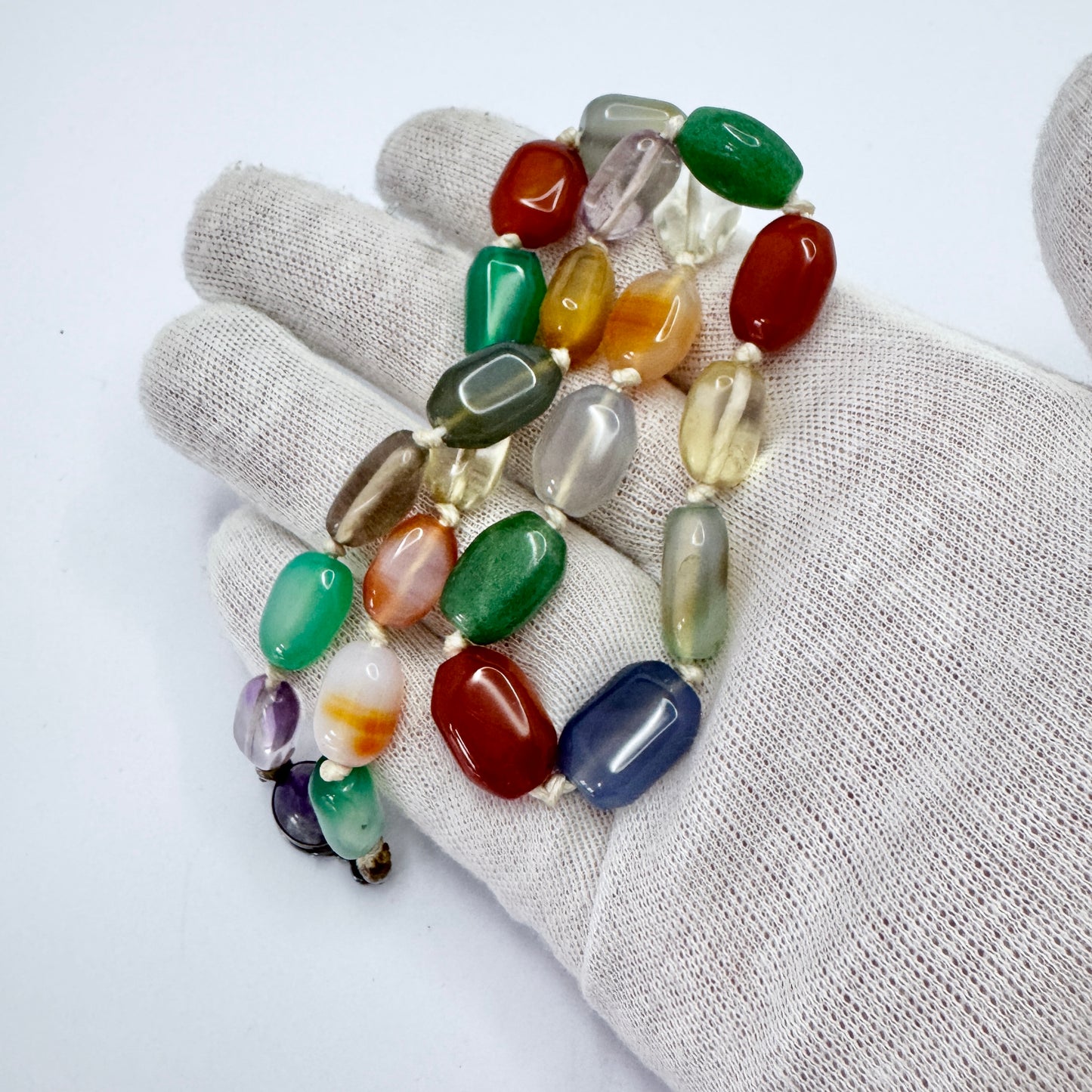 Vintage c 1960s. Multi Quartz Stone Rare 835 Silver Clasp Necklace.