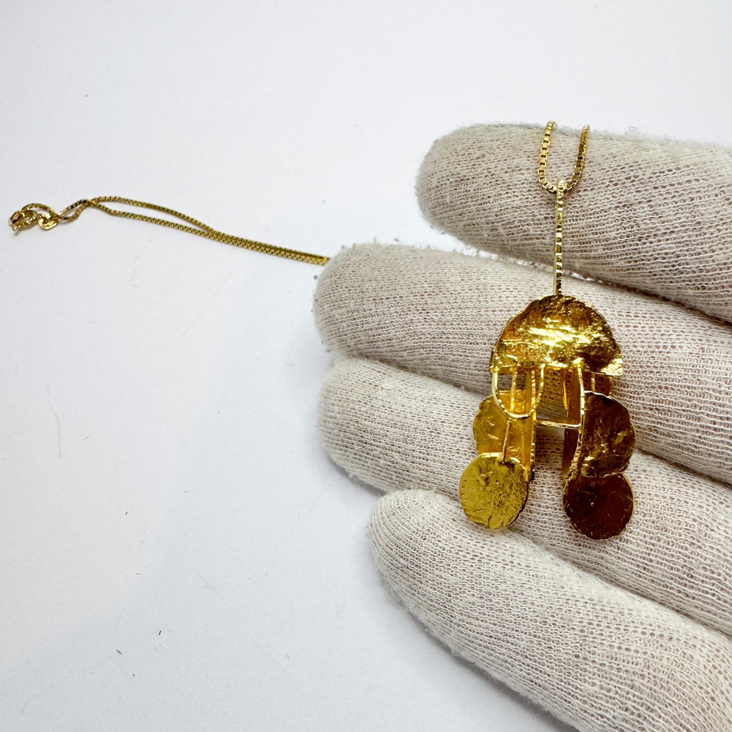 Häggbom-Erhardt, Sweden 1977. Vintage Gold Gilt Solid Silver Modernist Pendant Necklace.