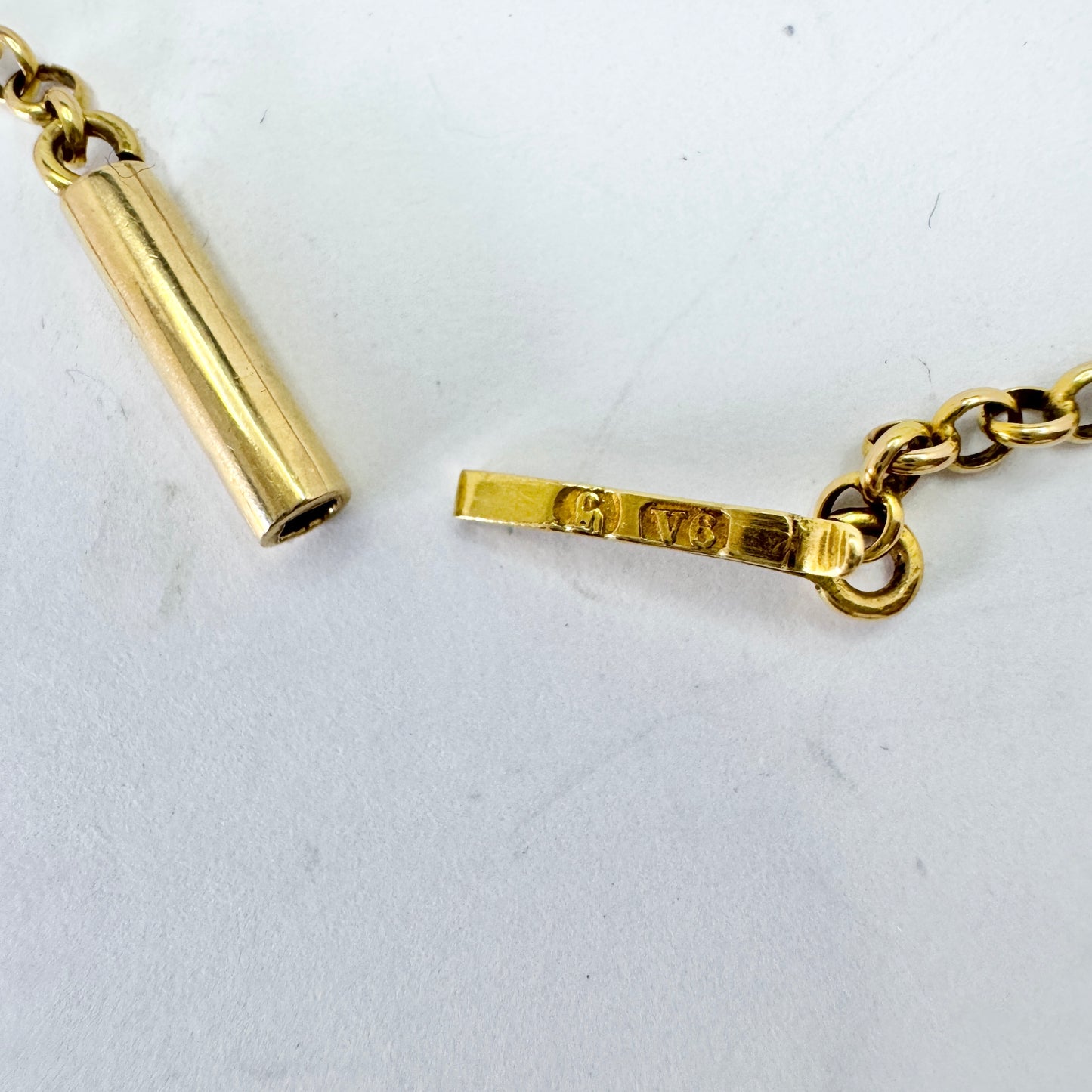 Öberg, Sweden year 1899. Antique 18k Gold 63 inch Longuard Chain Necklace.