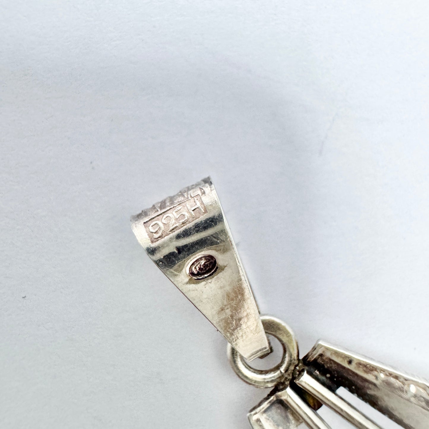 Salovaara, Finland. Vintage ca 1970s Sterling Silver Rock Crystal Pendant.