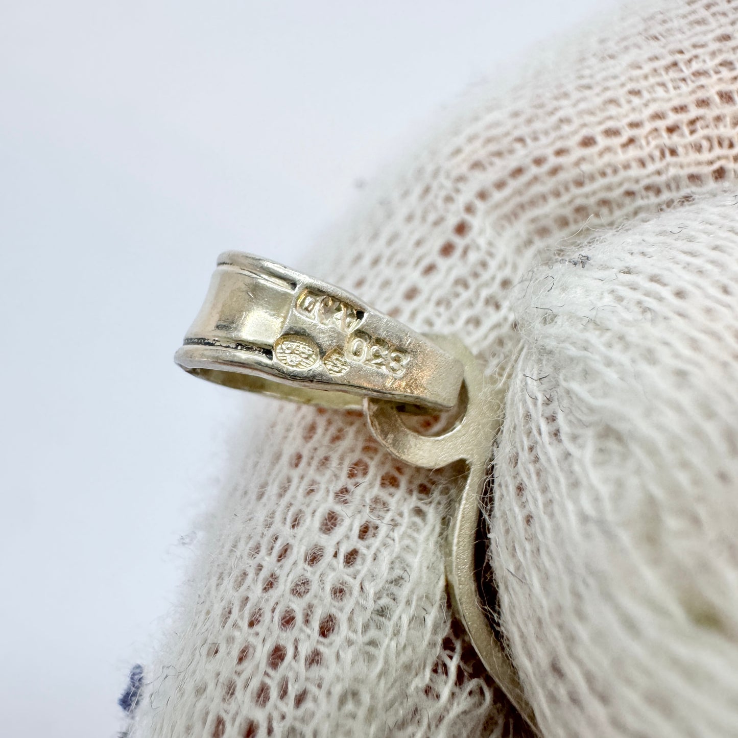 Andreas Daub, Germany c 1960s. Solid Silver Milky Quartz Pendant.