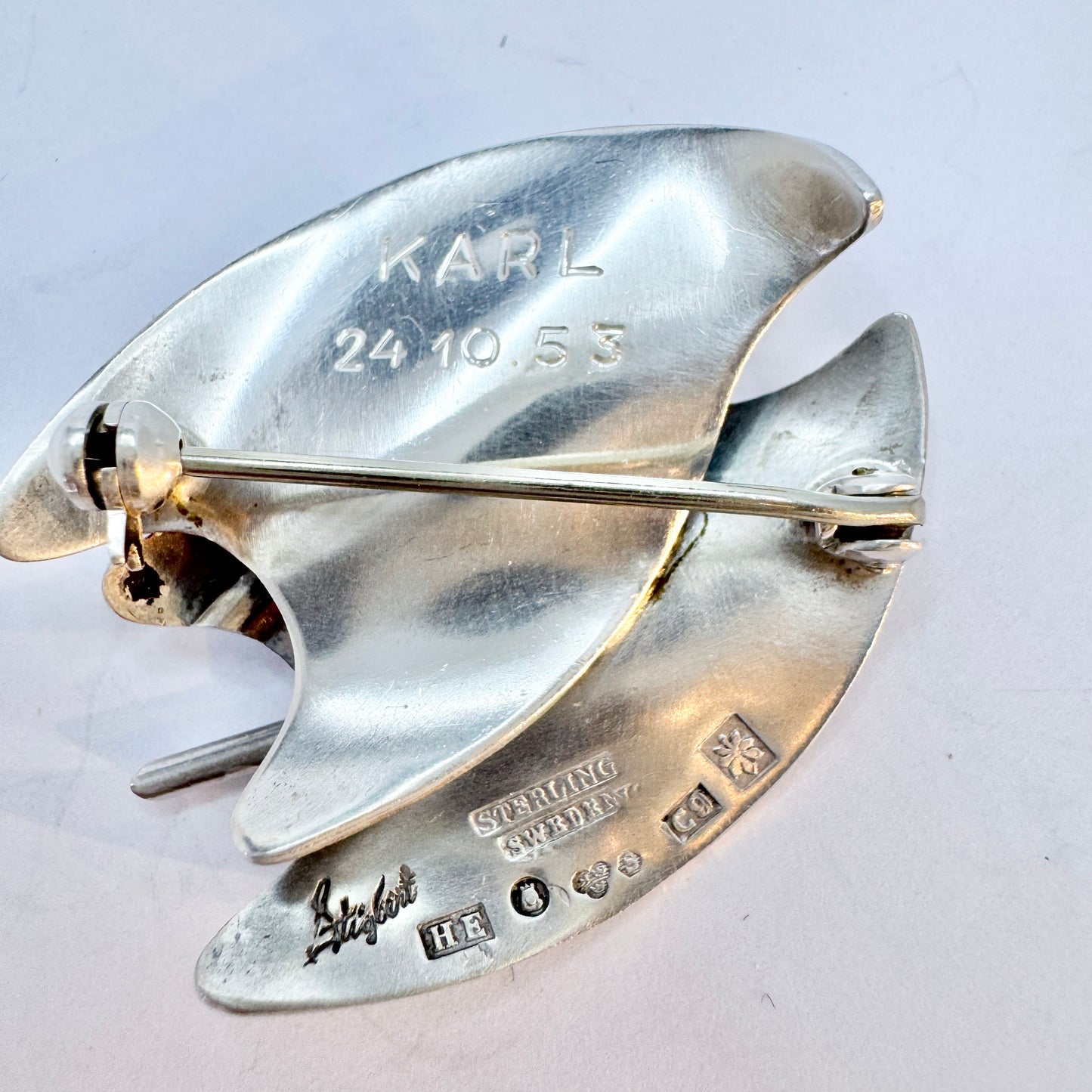Sigurd Persson for Ateljé Stigbert, Sweden 1953. Vintage Sterling Silver Brooch..