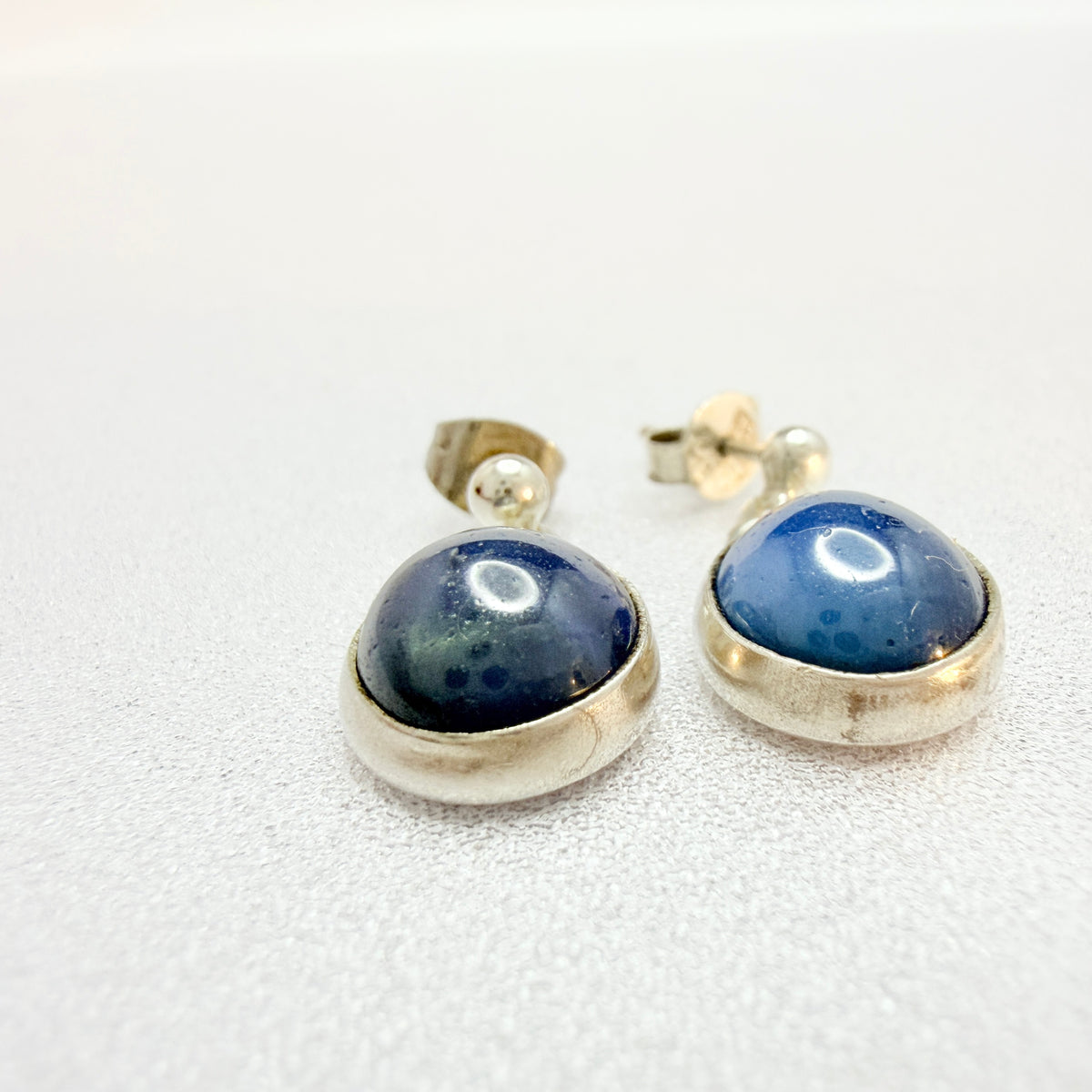 O Nordström, Sweden 1960-70s. Vintage Solid Silver Bergslagen-stone Earrings.