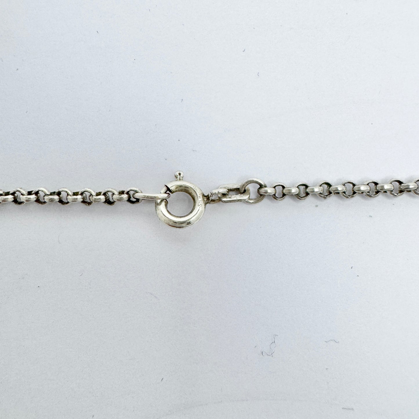 Bo Franzen, Sweden 1977. Vintage Sterling Silver Viking Copy Pendant Long Chain Necklace.