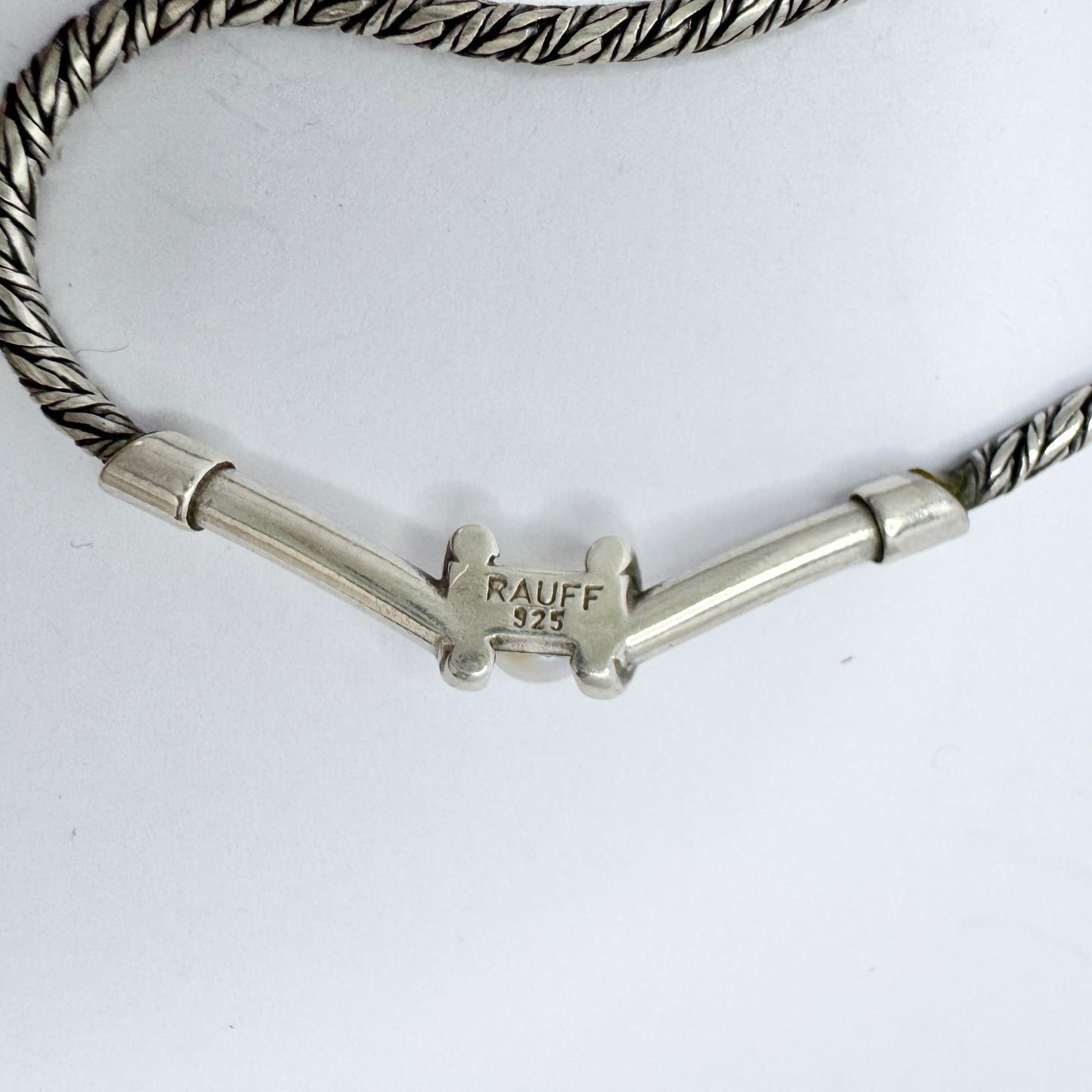 Rauff, Denmark. Vintage Sterling Silver Pearl Necklace.