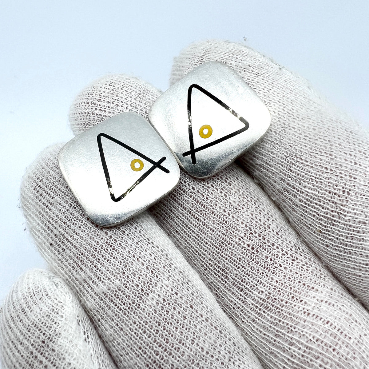 Hans Hansen, Denmark. Vintage 1960s. Sterling Silver Enamel Earrings.