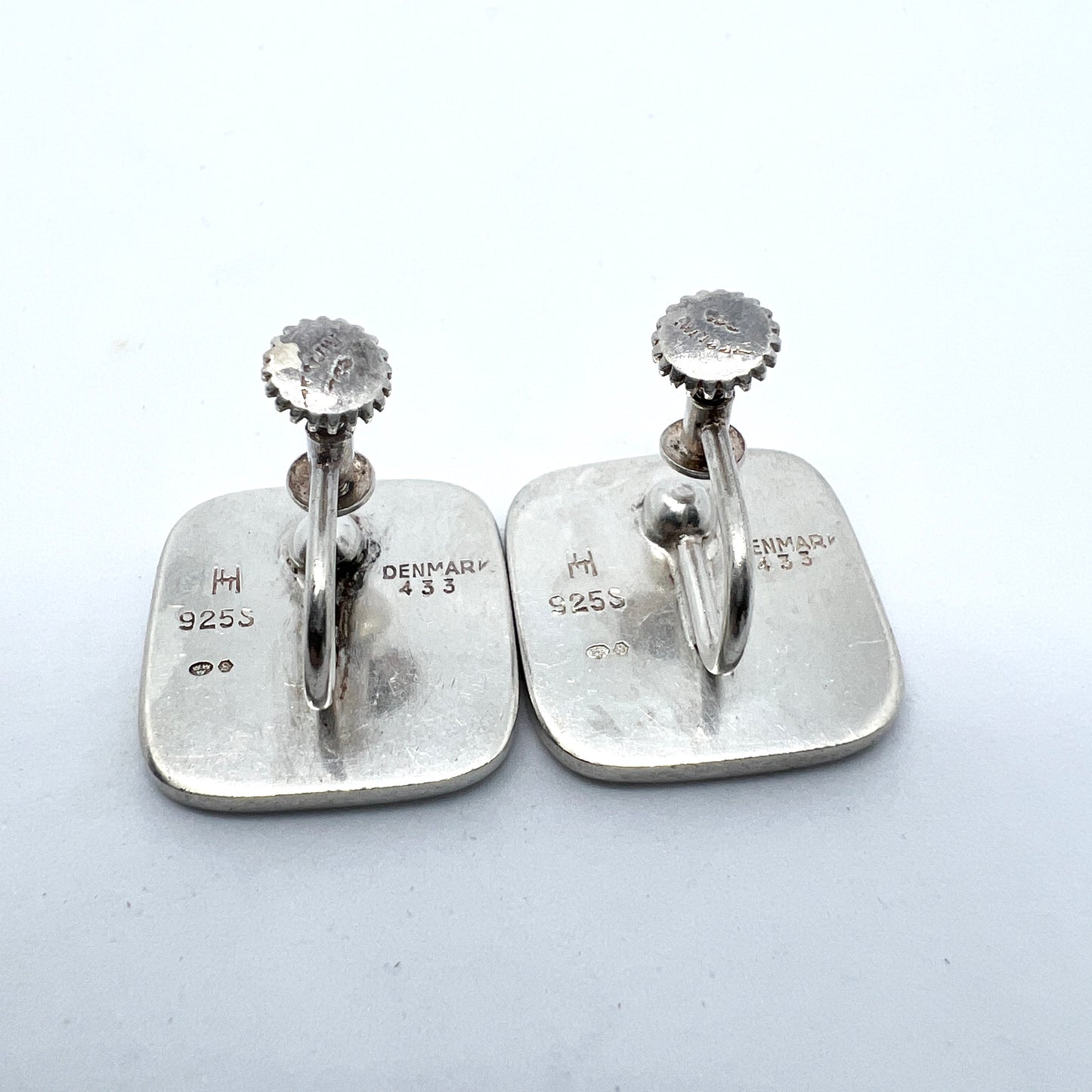 Hans Hansen, Denmark. Vintage 1960s. Sterling Silver Enamel Earrings.