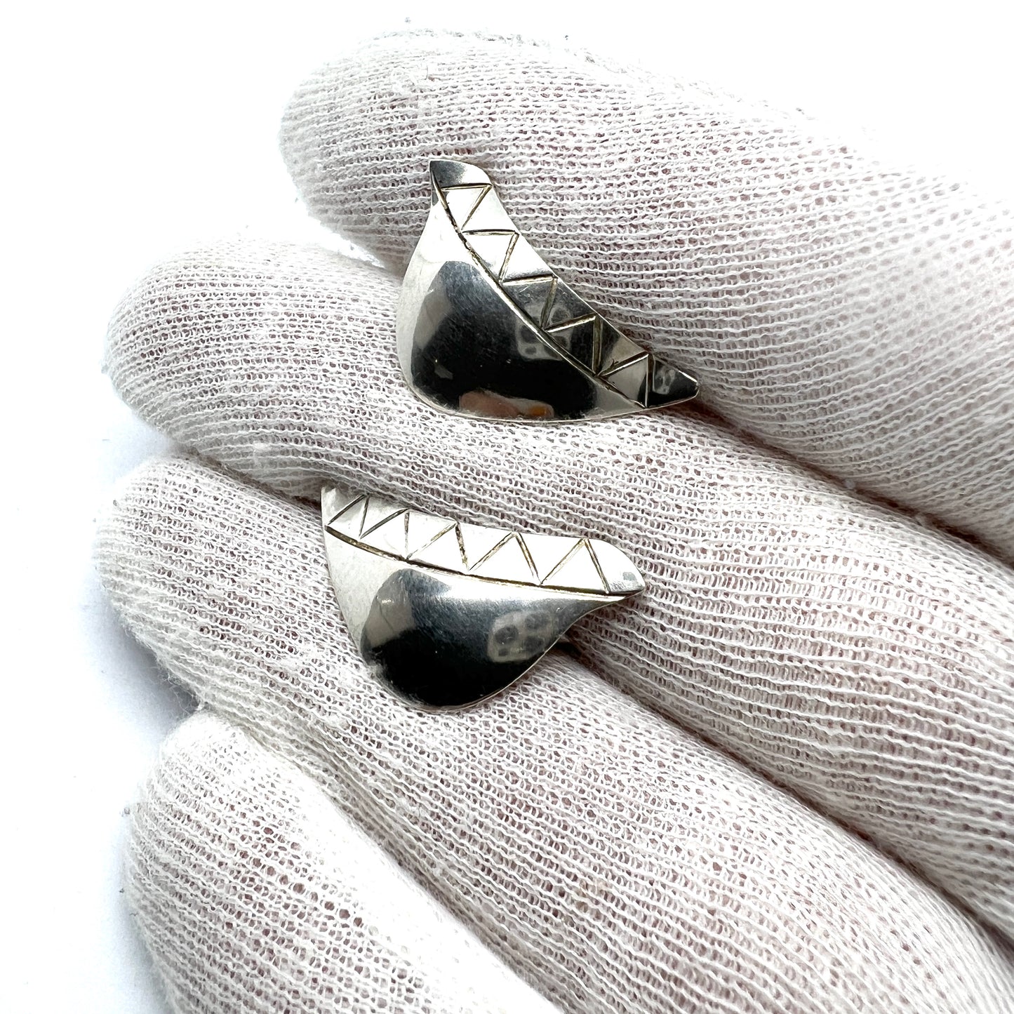 Lennart Haglund, Sweden 1958. Vintage Sterling Silver Earrings. Signed.