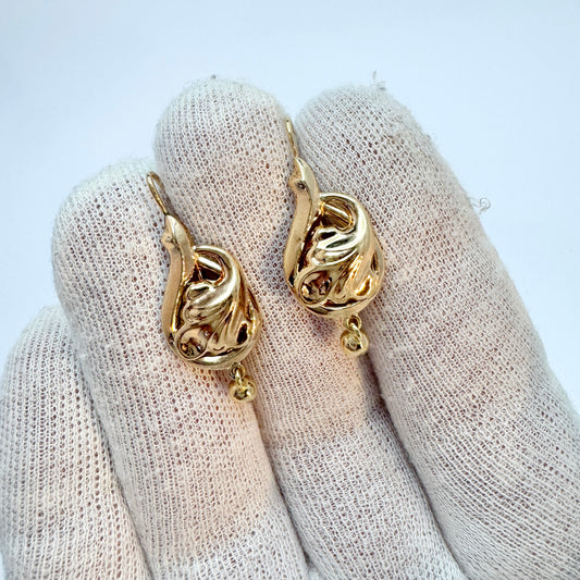 Edvard Rehn, Sweden 1883. Antique Victorian 18k Gold Earrings.