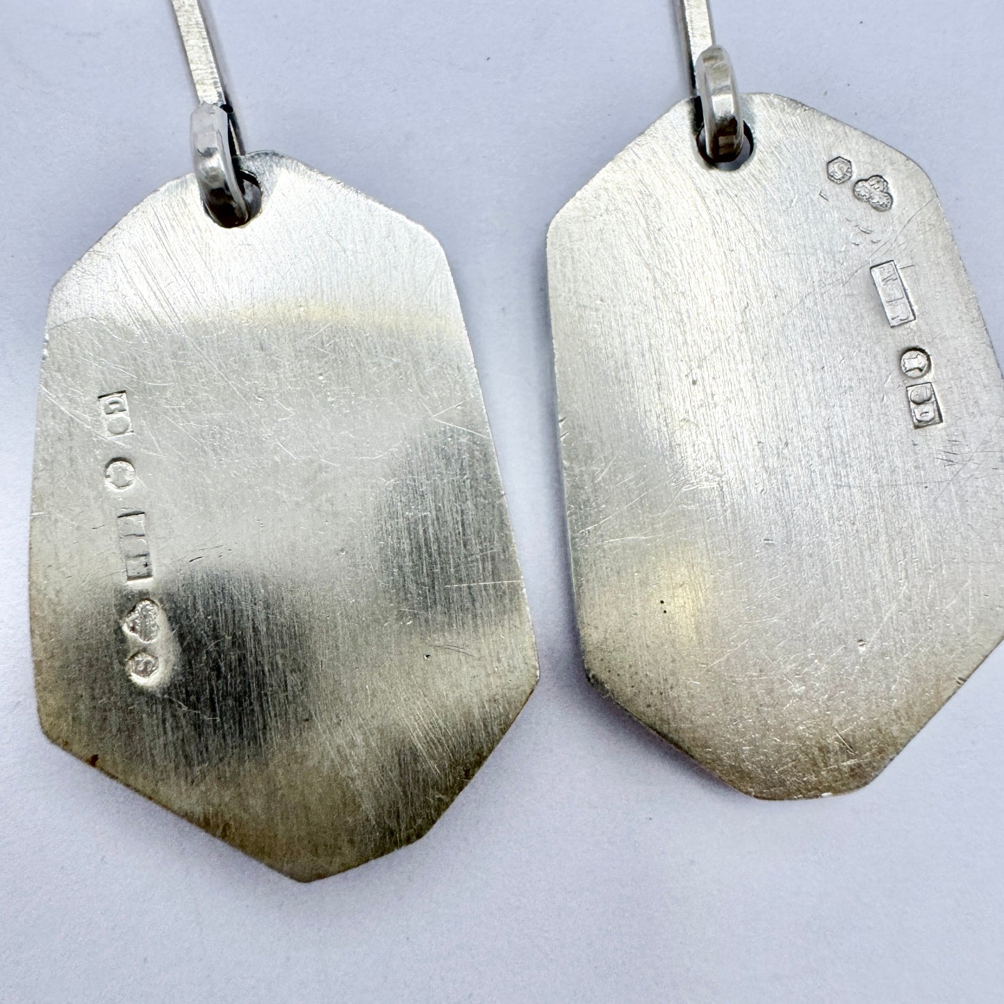 JE Skerfe, Sweden 1953. Vintage Mid-Century Modern Solid Silver Large Dangle Earrings.