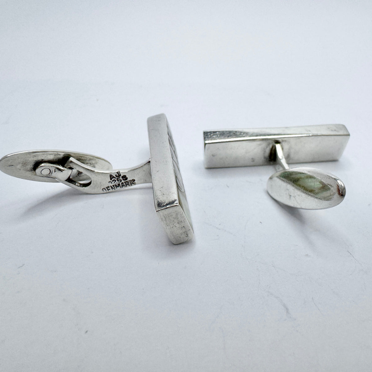 Arne Johansen, Denmark 1960s, Large Vintage Sterling Silver Abalone Cufflinks.