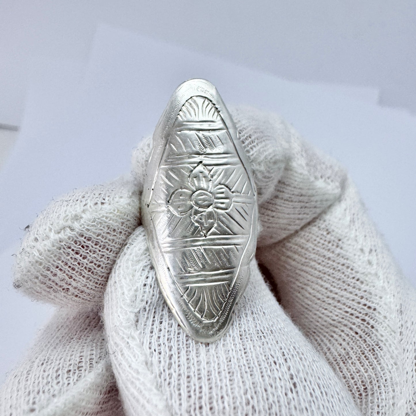 Sweden early 1800s. Georgian Solid Silver Thimble Ring.