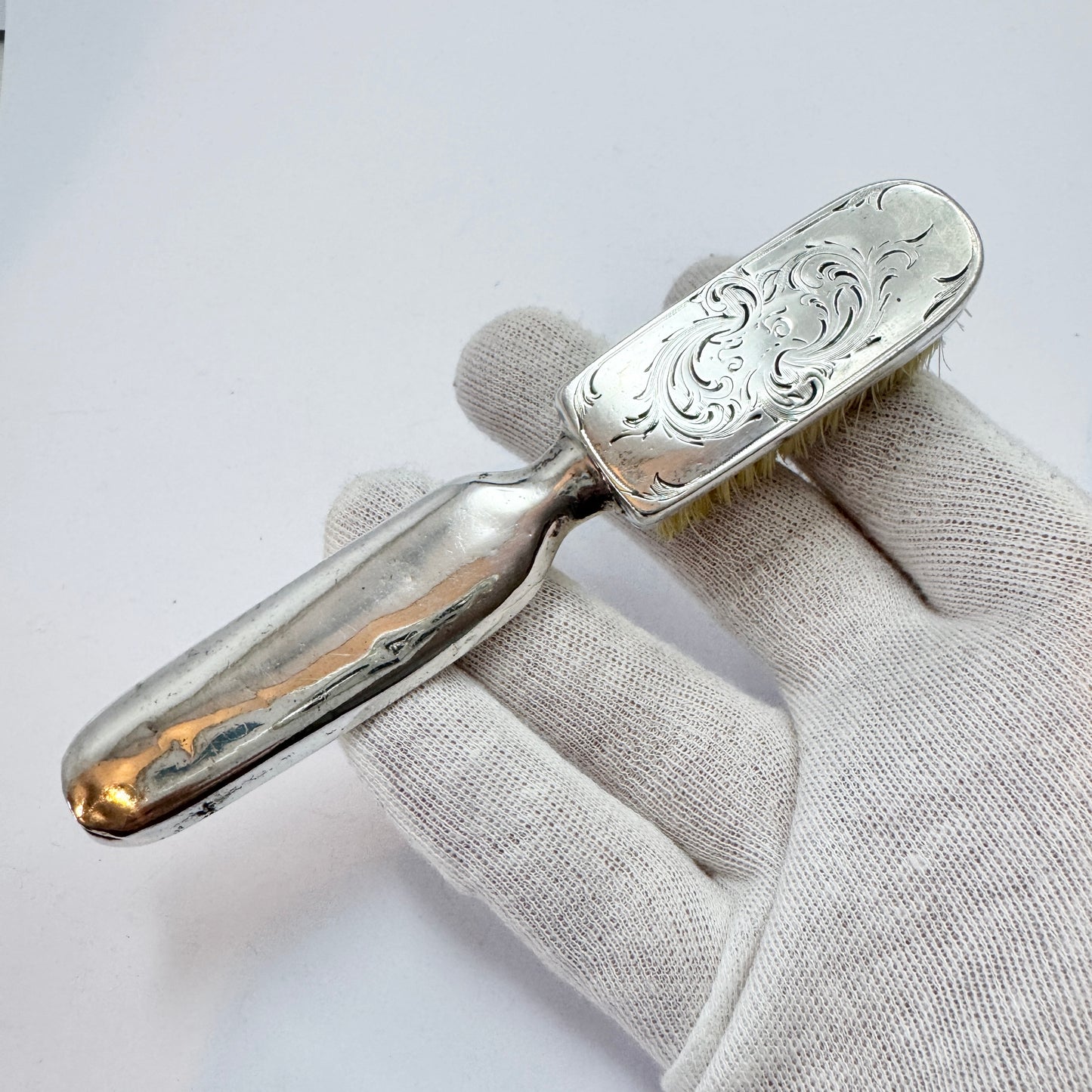 Sweden 1865. Antique Victorian Silver Clothes Brush.