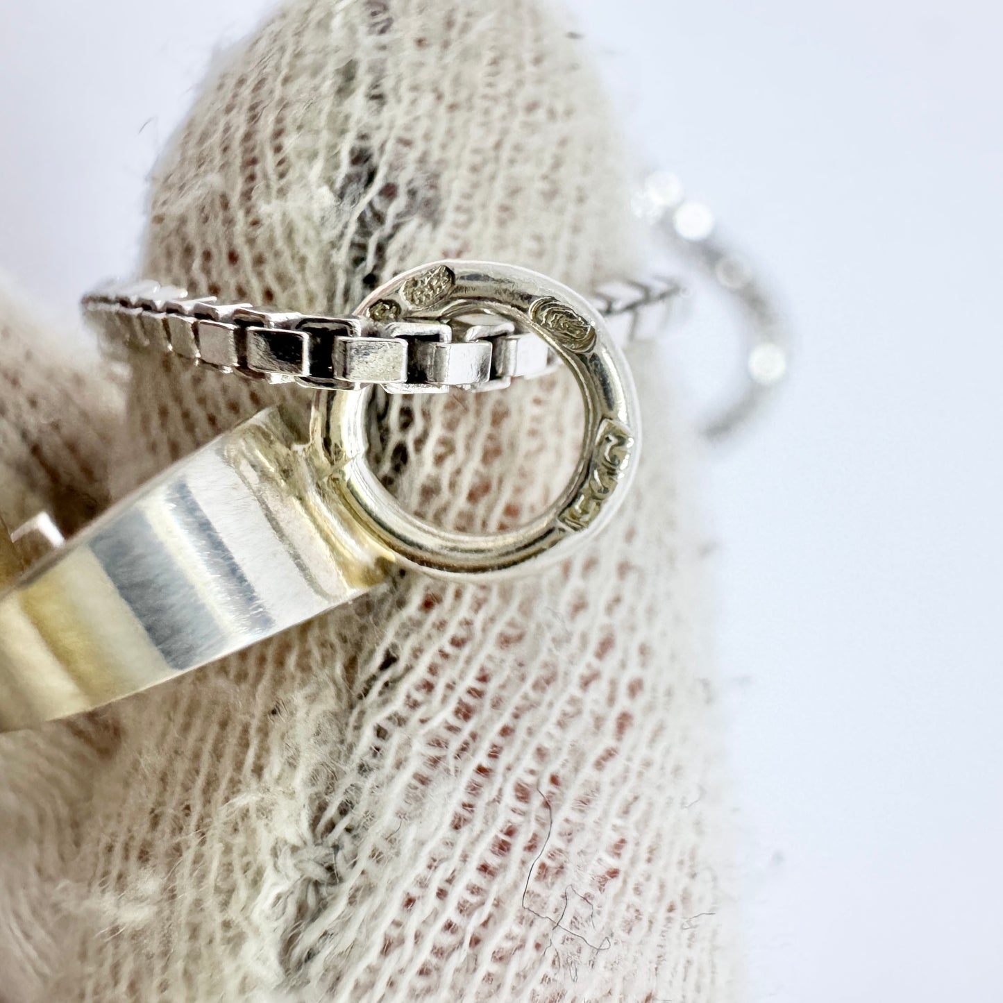 Salovaara, Finland 1970s. Vintage Sterling Silver Rock Crystal Pendant + Chain.