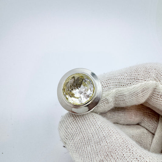 Vintage 1960-70s. Solid Silver Rock Crystal Ring.