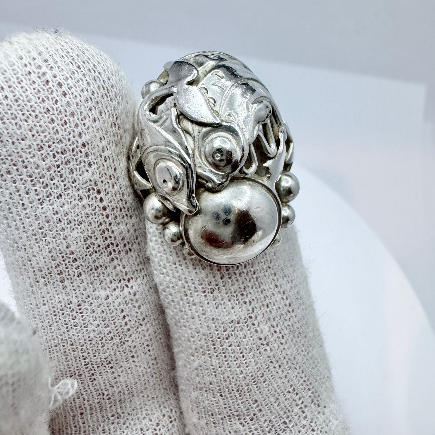 Niels Erik From, Denmark 1940-50s. Vintage Sterling Silver Fish Sealife Ring.