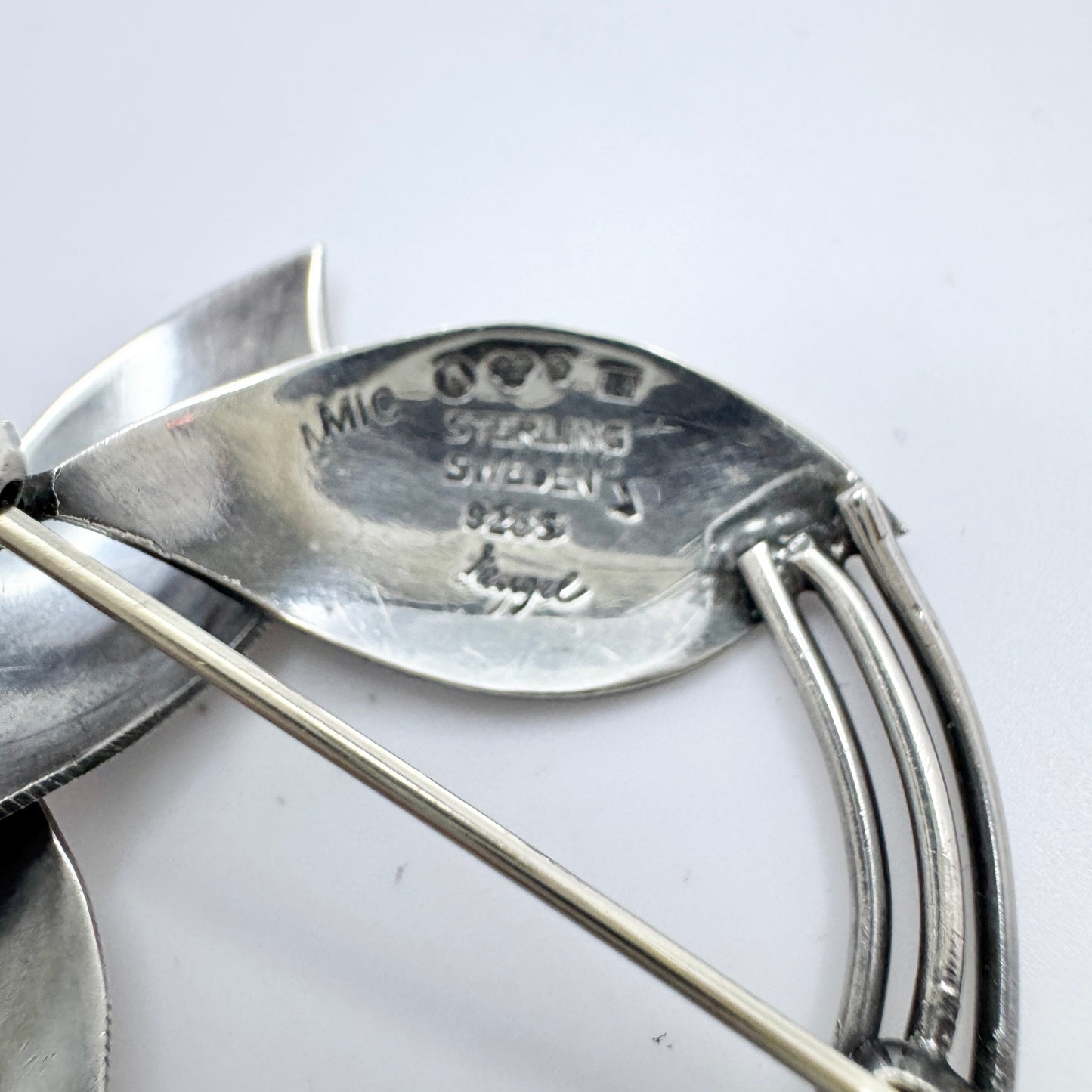 Gertrud Engel for Michelsen, Sweden 1952. Vintage Sterling Silver Brooch. Signed.