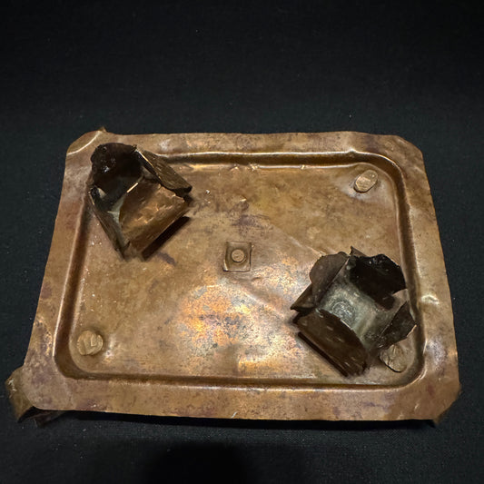 Antique 1800s Copper Folk Art Candle Holder. Probably Scandinavian.