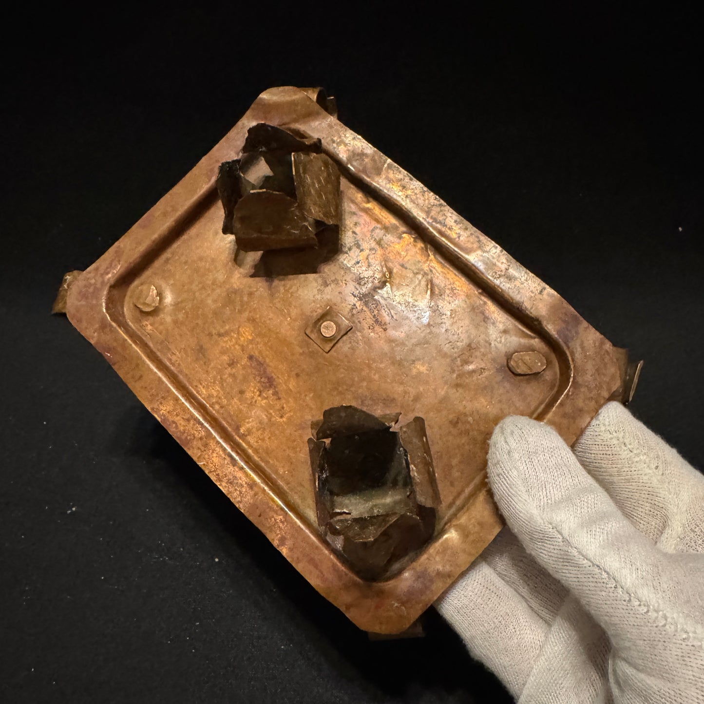 Antique 1800s Copper Folk Art Candle Holder. Probably Scandinavian.