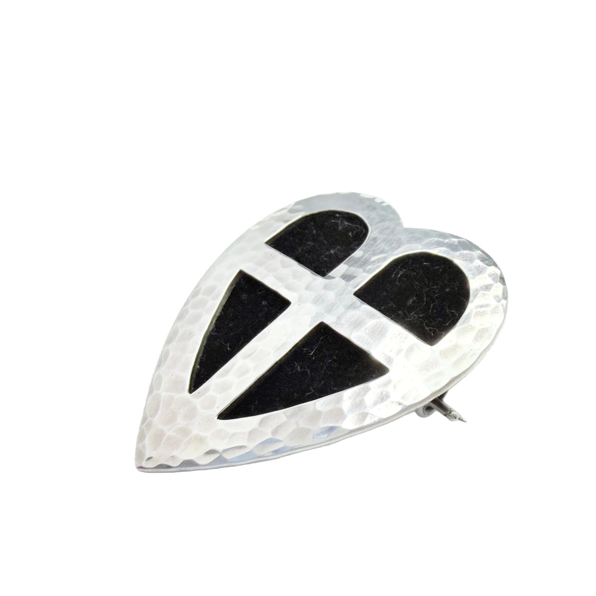 John Hoffner, Sweden 1967. Vintage Sterling Silver Heart Cross Brooch.