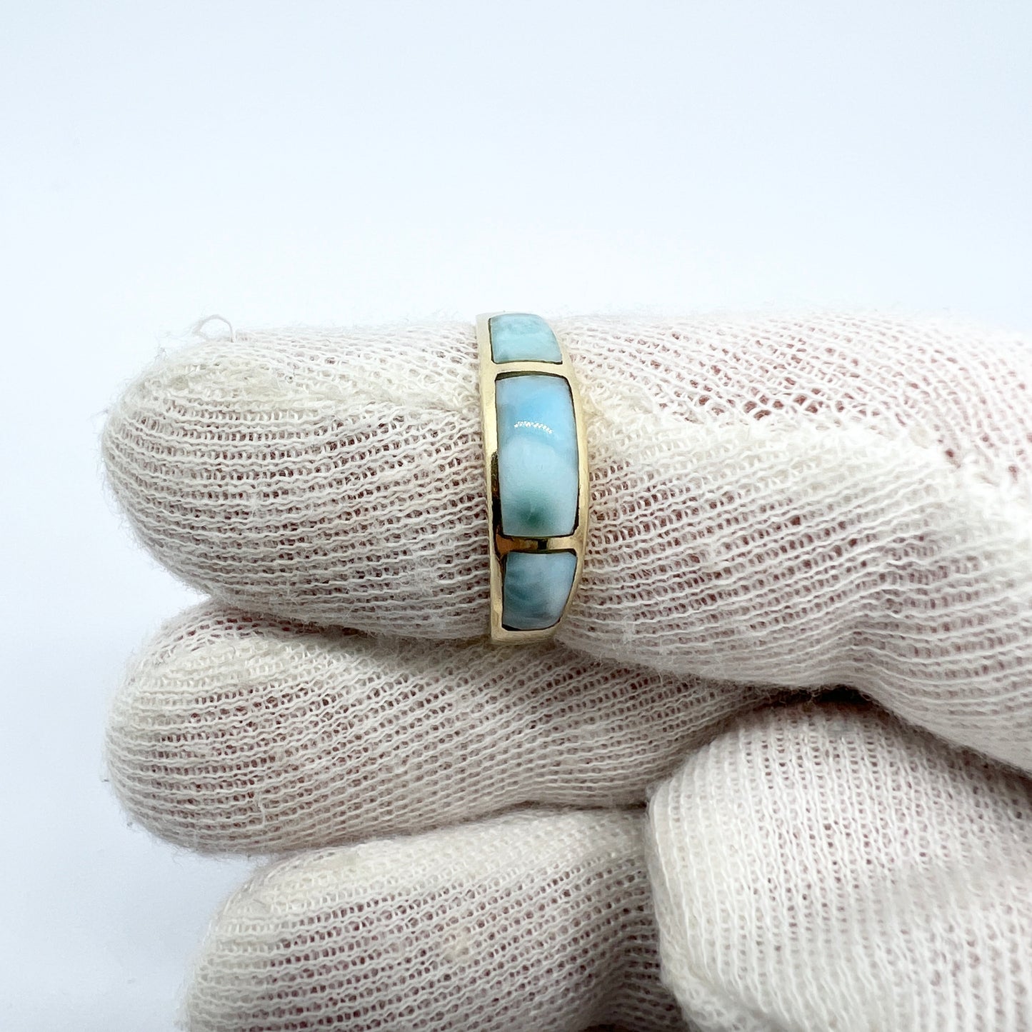 Vintage 14k Gold Larimar Ring.