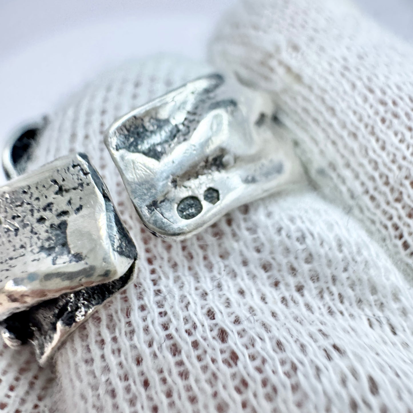 Sweden 1970s. VIntage Modernist Brutalist Sterling Silver Unisex Ring.