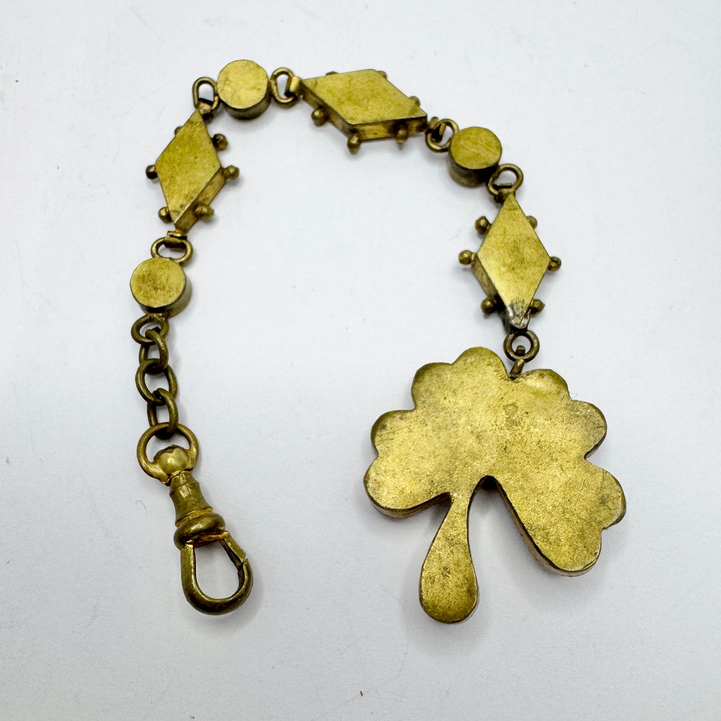Italy early 1900s. Antique Micro Mosaic Lucky Clover Watch Fob.