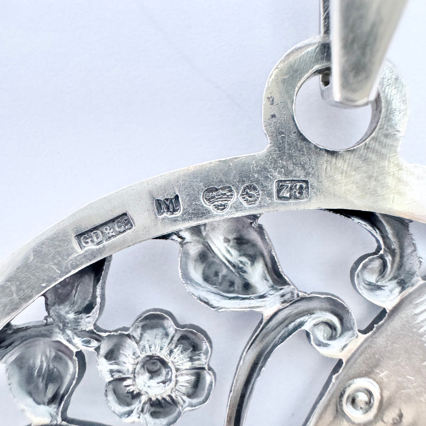 G Dahlgren, Sweden year 1950. Vintage Large Solid Silver Butterfly Pendant.