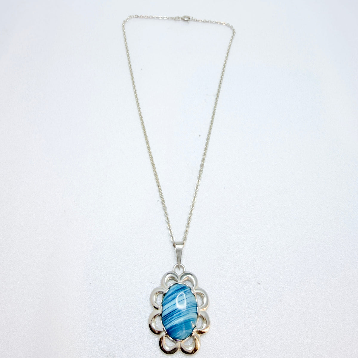 O Nordström, Sweden 1975. Vintage Solid Silver Bergslagen-stone Pendant Necklace.