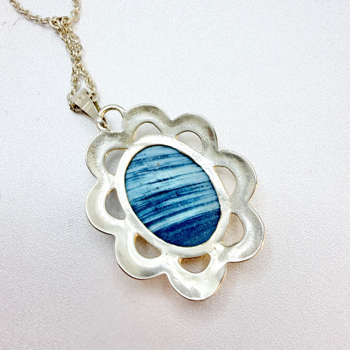 O Nordström, Sweden 1975. Vintage Solid Silver Bergslagen-stone Pendant Necklace.