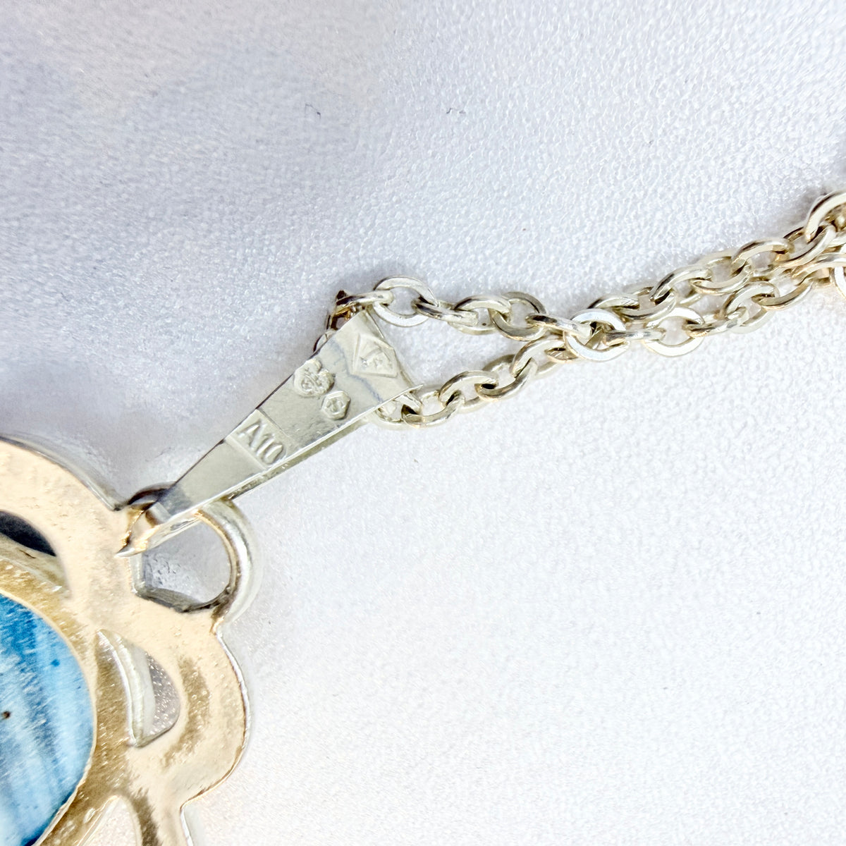 O Nordström, Sweden 1975. Vintage Solid Silver Bergslagen-stone Pendant Necklace.