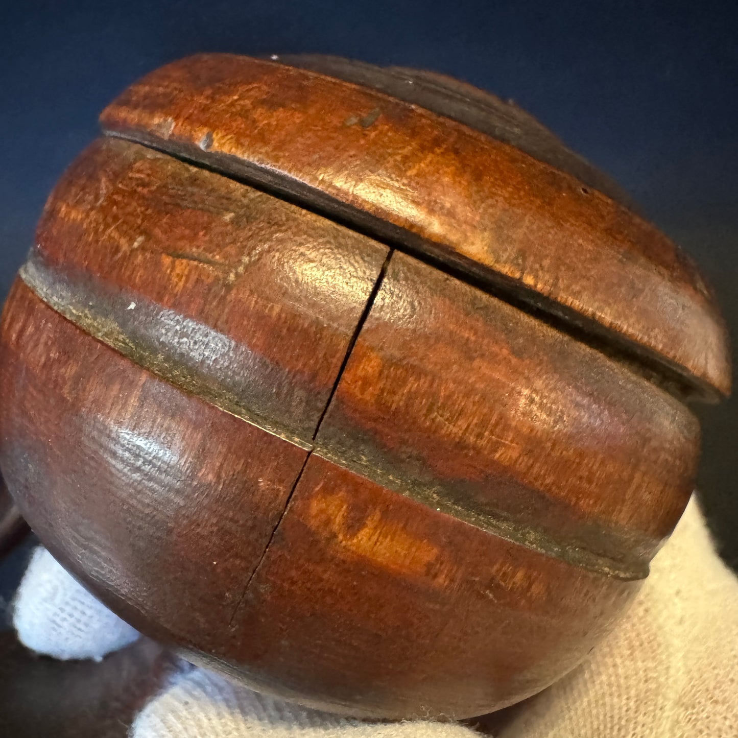 2 mid 1800s Treen Pedestal Box with Lid