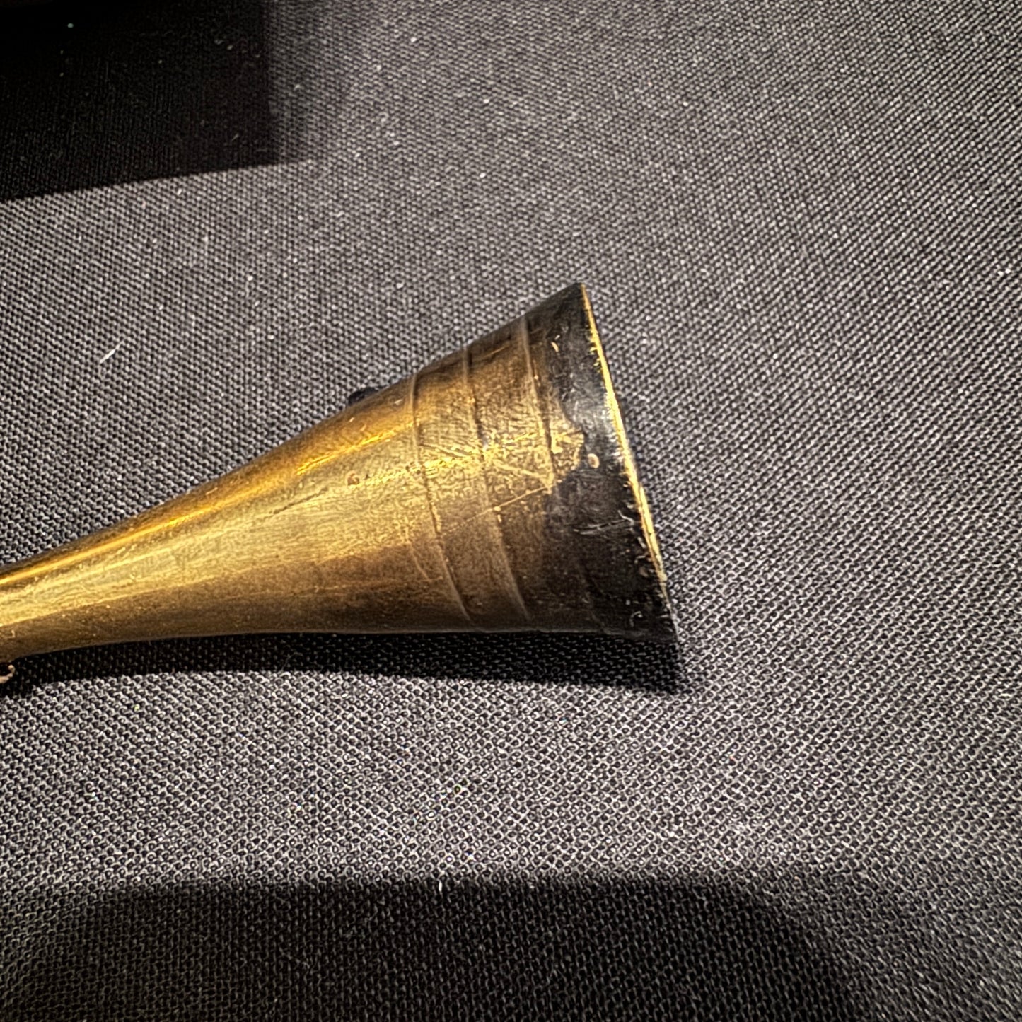 Sweden c 1940s. Vintage Brass Advent Candleholder + Candle Snuffer
