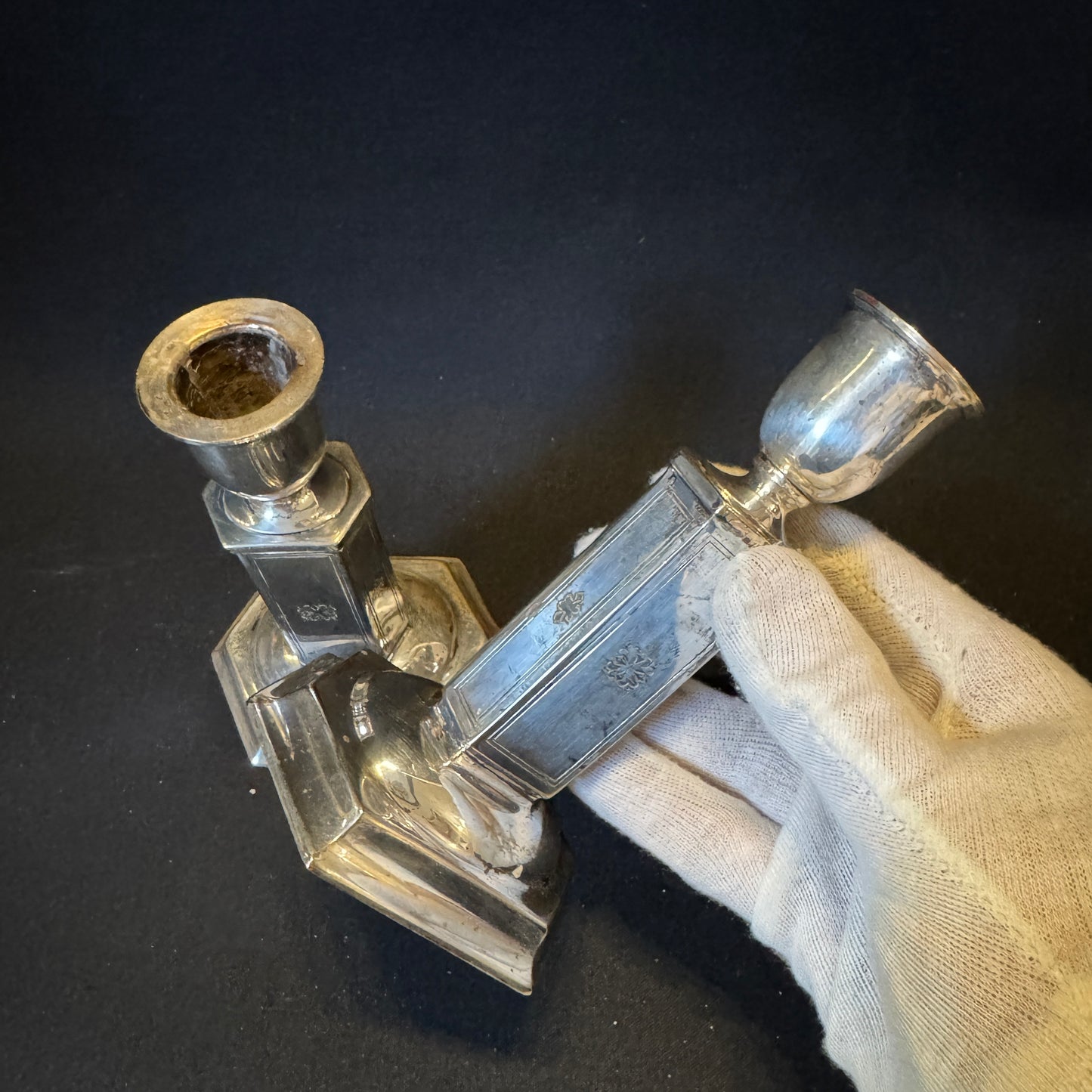 Antique Edwardian Pair of Silver-plated Candlesticks.