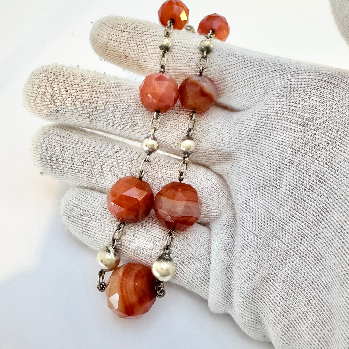 The Netherlands early 1900s. Solid Silver Agate Necklace.