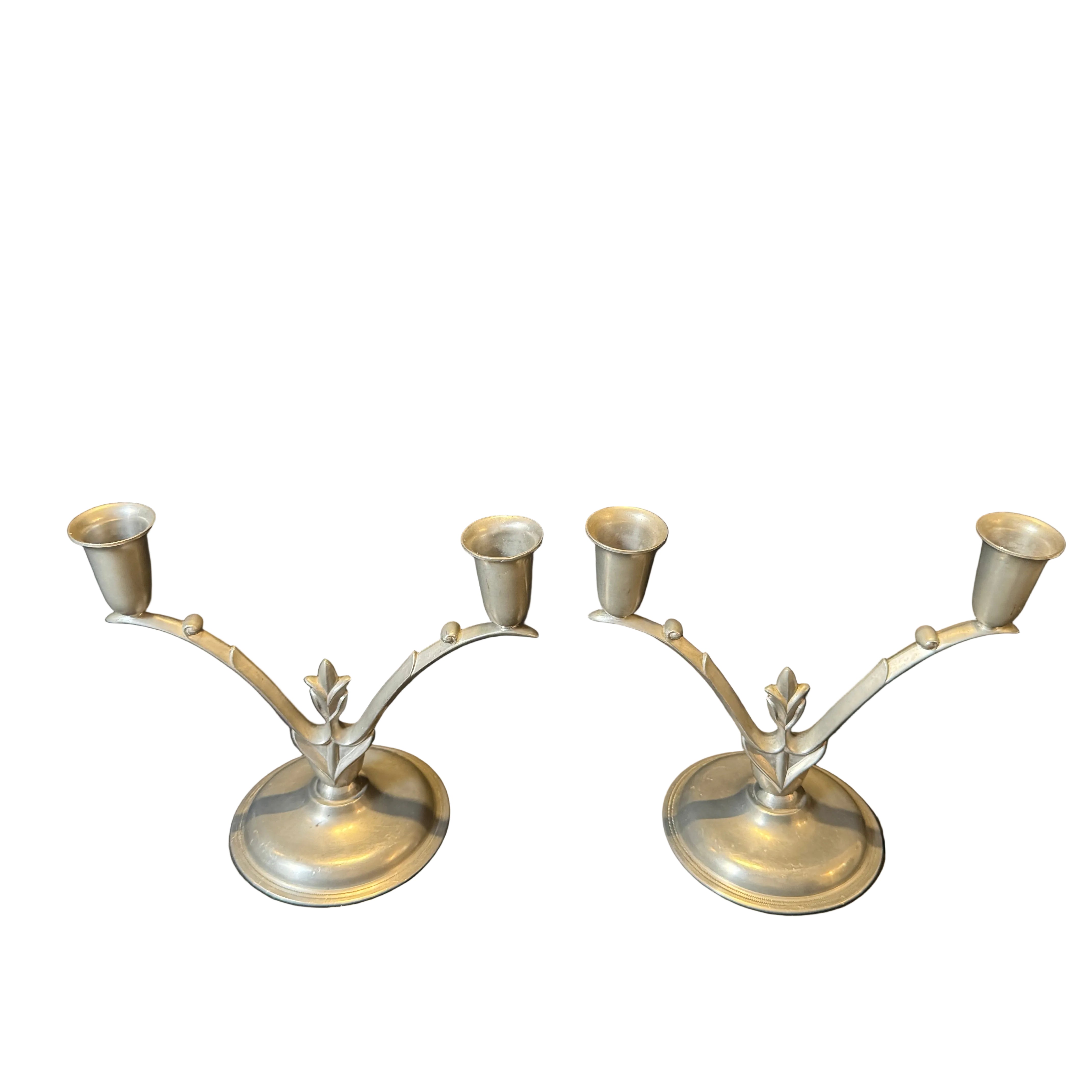 Nordtenn, Sweden 1933. Vintage Art Deco Pewter Candle Holders. – T