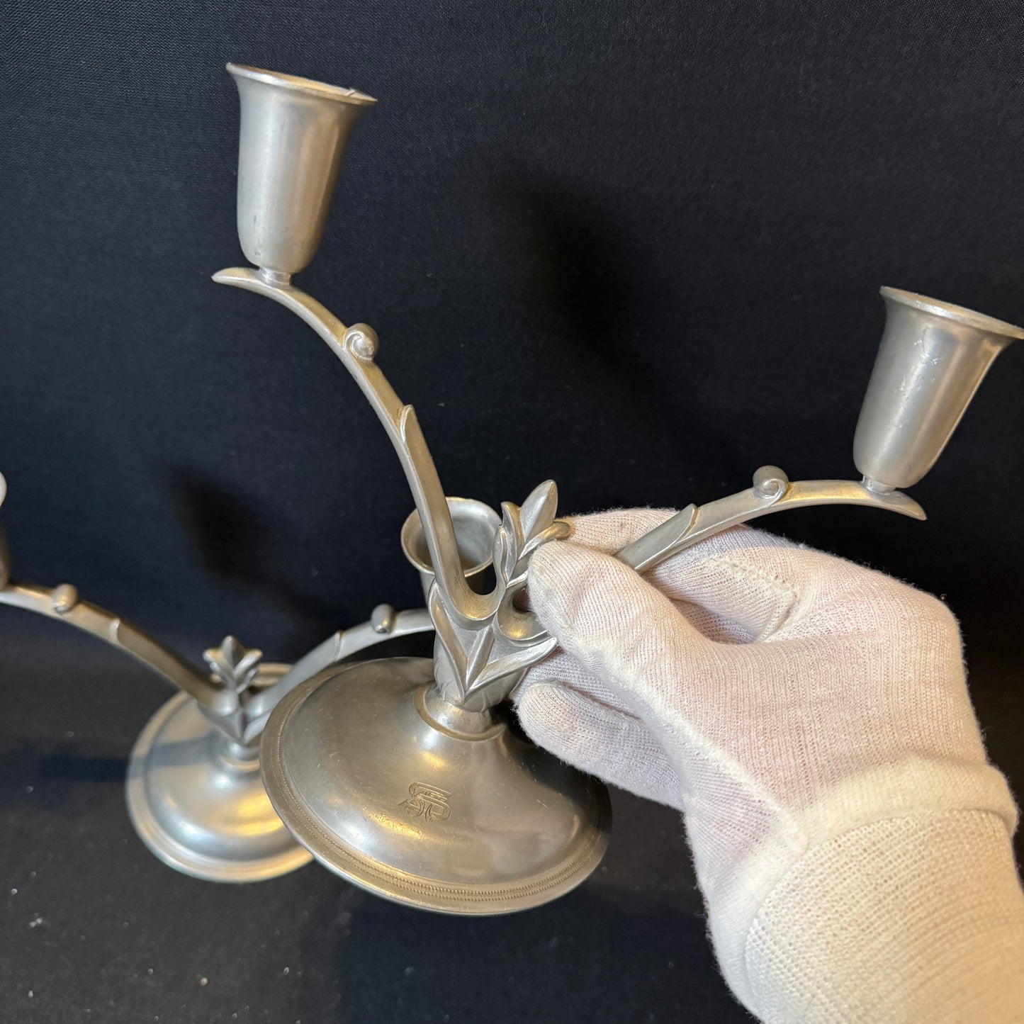Nordtenn, Sweden 1933. Vintage Art Deco Pewter Candle Holders.