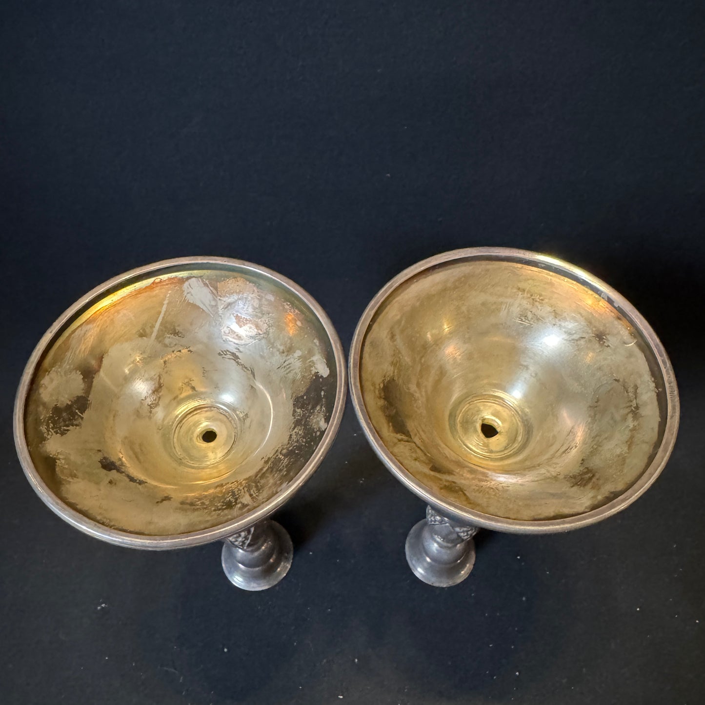 M&TB Denmark c 1910. Antique Pair of Candlesticks. Silver-plated. Jugendstil Art Nouveau