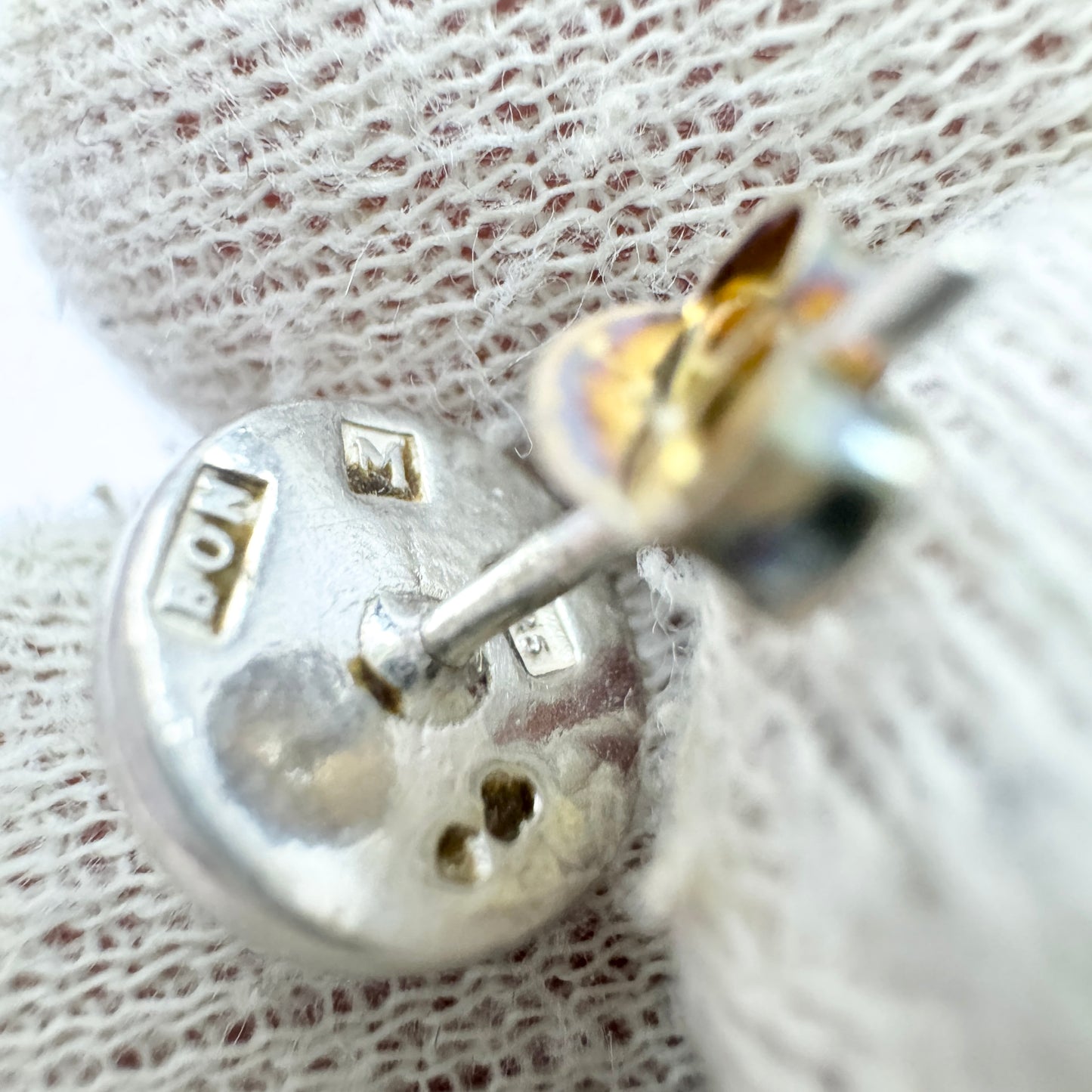 Ove Nordström, Sweden 1970s. Vintage Bergslagen-stone Silver Single Earring.