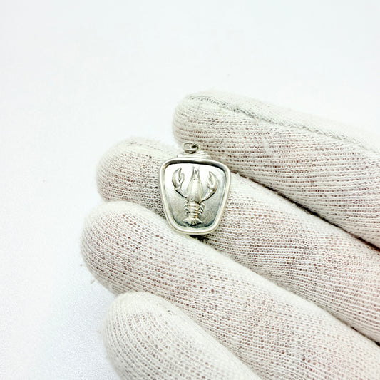 Alton, Sweden 1962. Vintage Solid Silver Zodiac Cancer Charm Pendant.