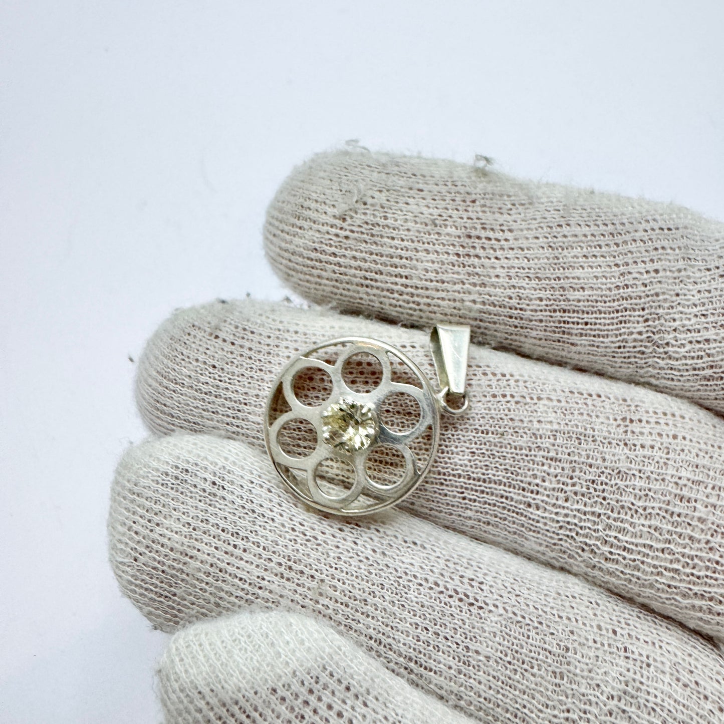 Salovaara, Finland Vintage Sterling Silver Rock Crystal Pendant.