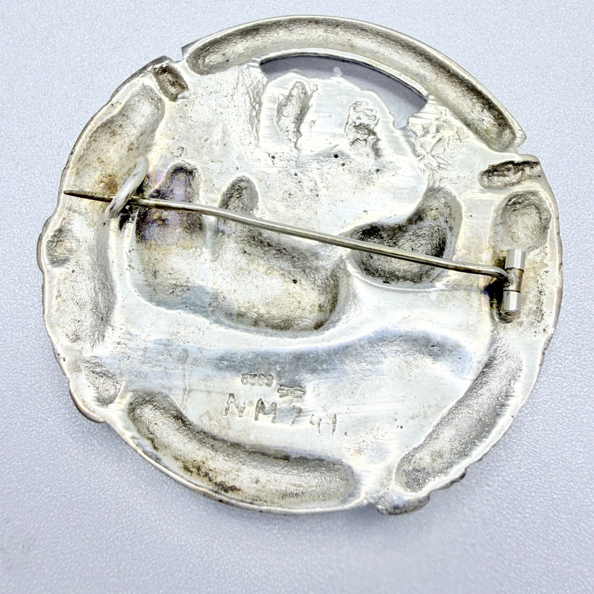 Aksel Holmsen, Norway 1914. Large Antique Solid Silver Brooch.