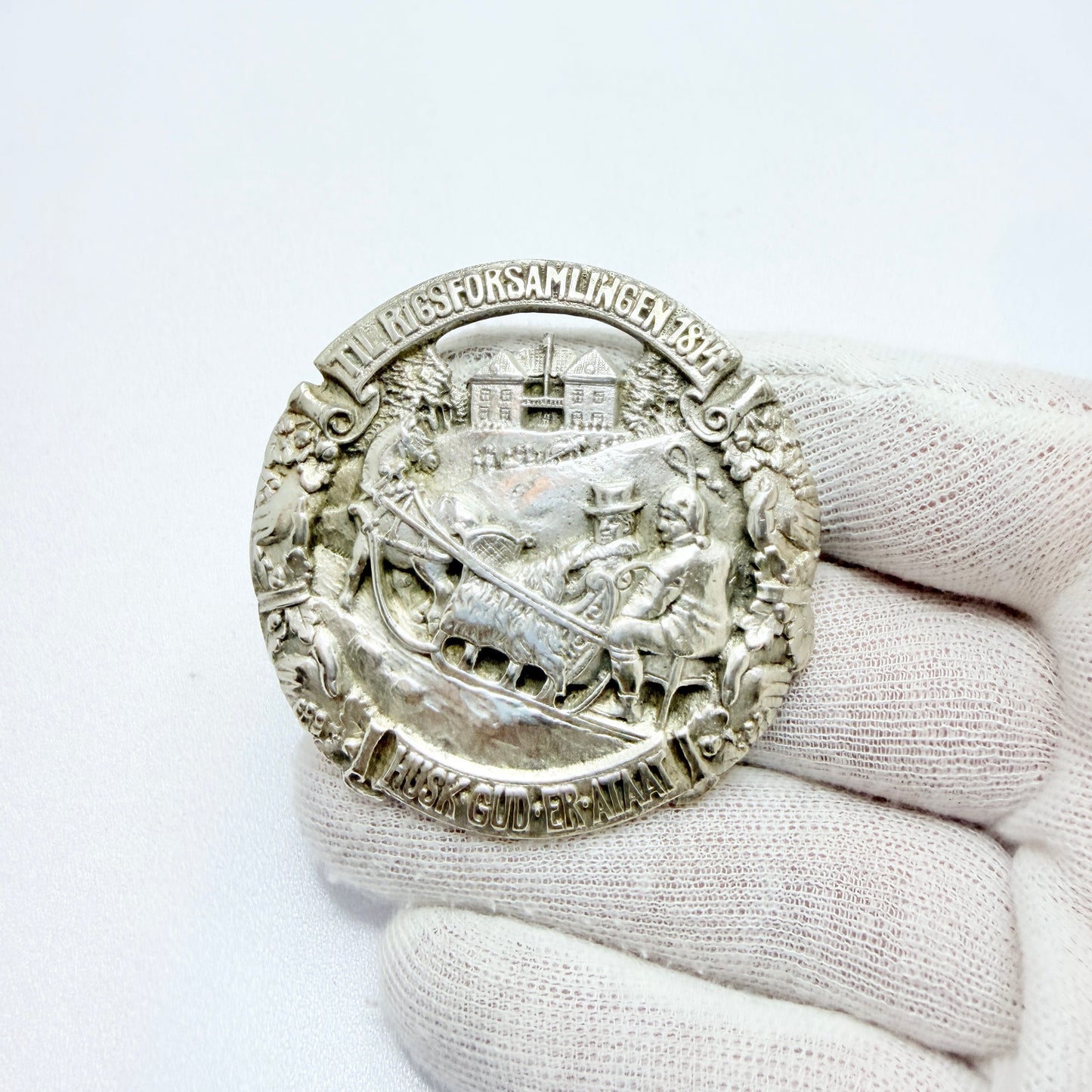 Aksel Holmsen, Norway 1914. Large Antique Solid Silver Brooch.