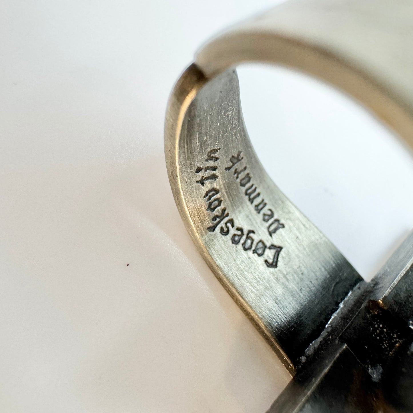 Lageskov Tin Denmark. Vintage Brutalist Pewter Red Paste Ring.
