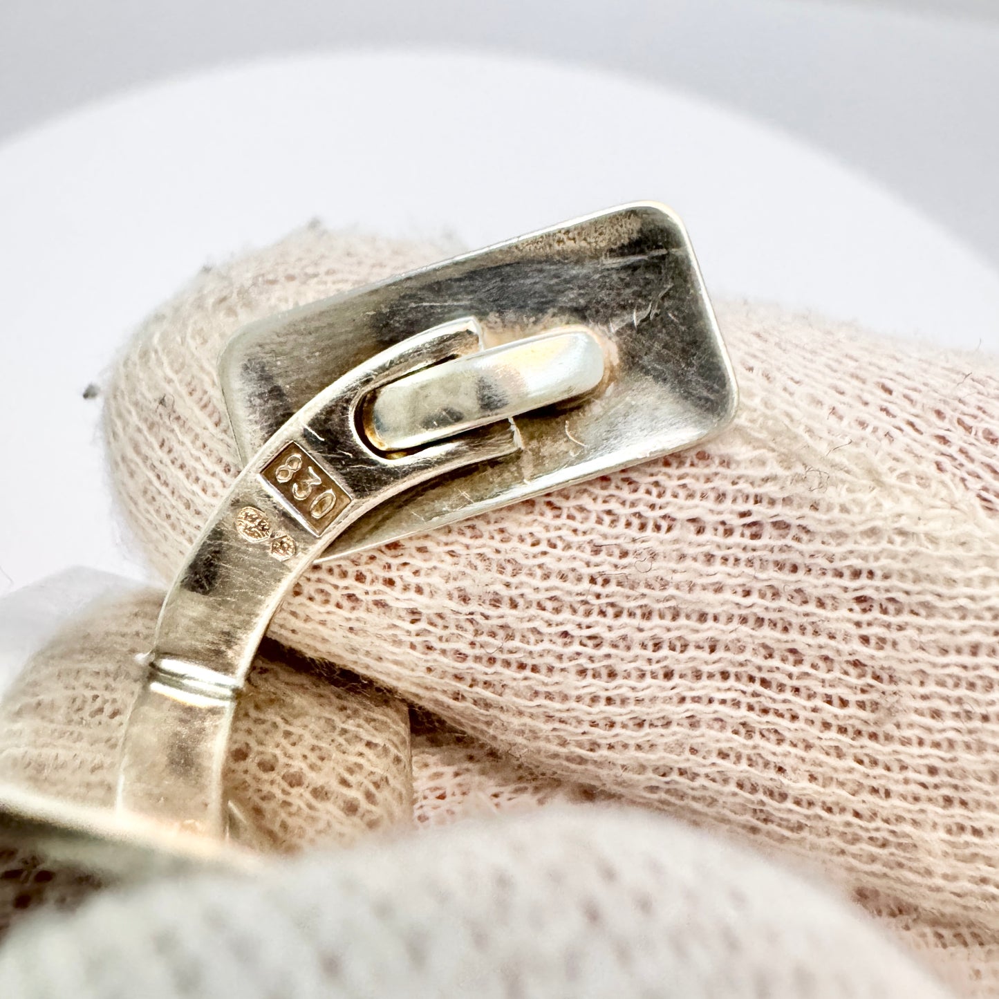 Vintage c 1950s Solid Silver Carnelian Cufflinks.