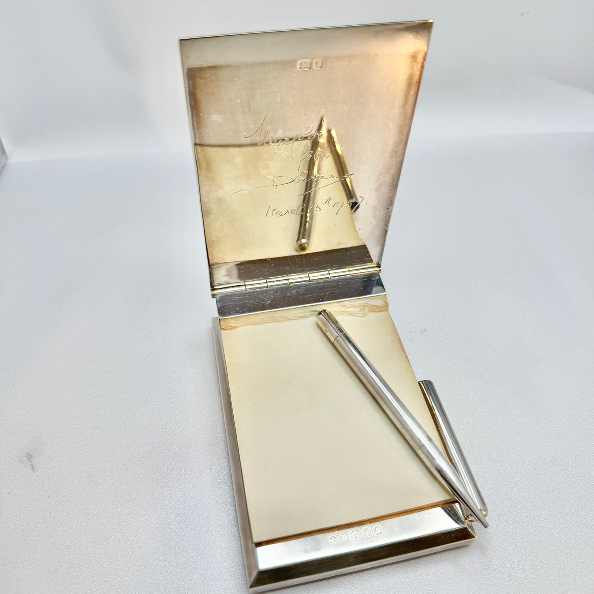 Gerald Benney. Vintage Sterling Silver Desk Notepad. Provenance: Marjorie Merriweather Post, Mar-a-Lago, Florida.