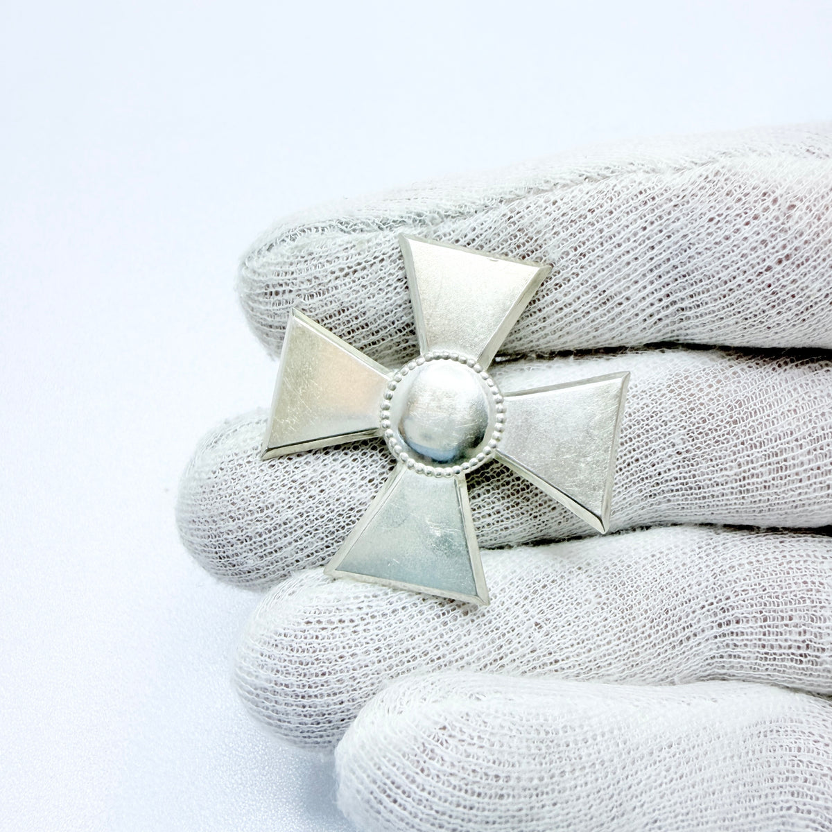 K & E Carlson, Sweden 1945. Vintage WWII-era Solid Silver Nurse Badge Brooch.
