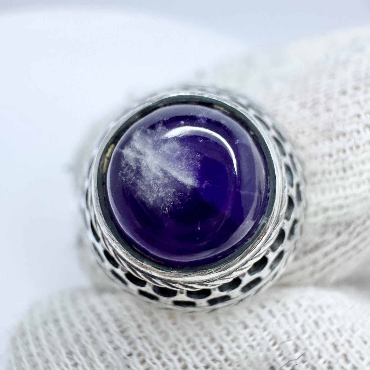 Kalevala Koru, Finland 1969 Vintage Solid Silver Amethyst Ring